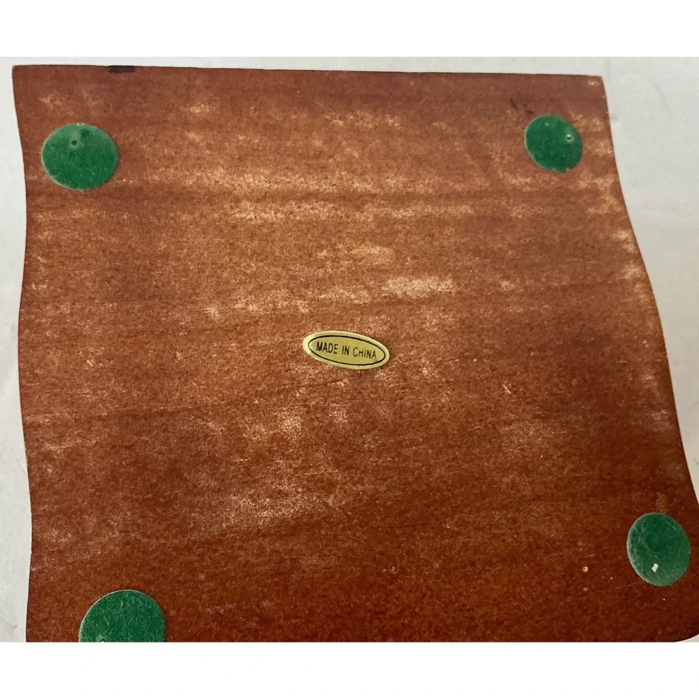 Wooden Jewelry Box Floral Glass‎ Inlay Small Brown Trinket Case